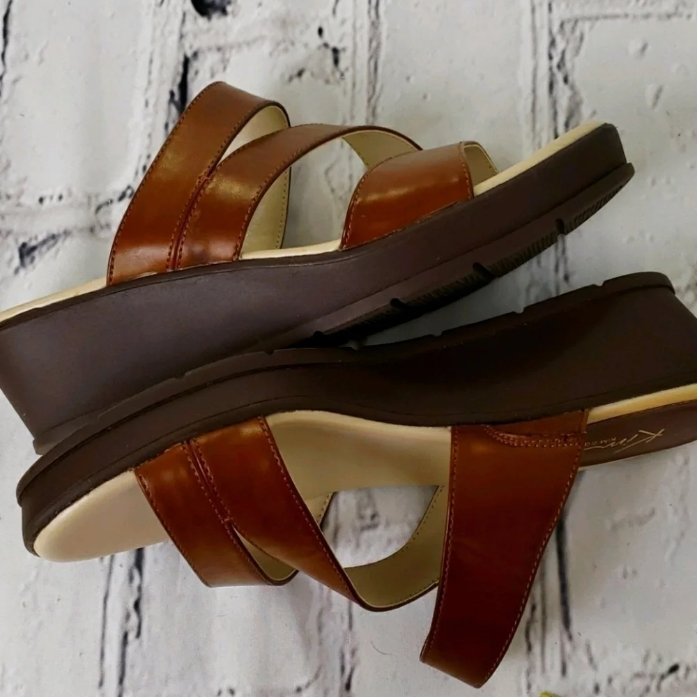 KIM Rogers Frienda Platform Wedge Sandals Brown 7 EUC